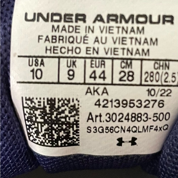 Men,Under Armour Blue Athletic Shoes with Breathable Mesh and Sleek Design.used - Picture 2 of 9